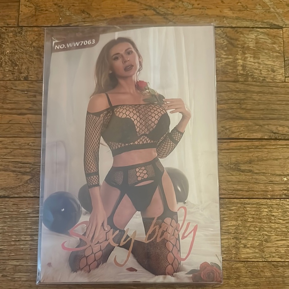Black Fishnet Lingerie Set